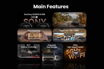DDPAI Z60 Pro Dashcam Triple Caméra 4K 4G – Capteur Sony STARVIS 2 IMX678, WiFi 5GHz & ADAS
