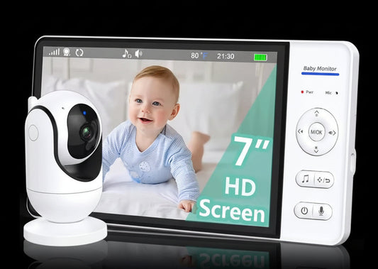 Babyphone Vidéo 7" Sans WiFi 5000mAh - Audio Vision Nocturne Zoom 4X