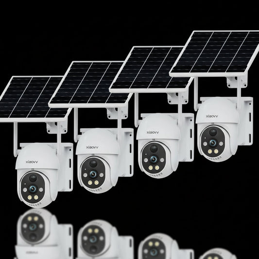 Pack 4 Caméras Solaires XIAOVV 3MP Double Objectif PTZ 360° WiFi