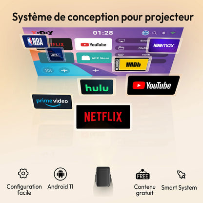 XGODY – Vidéoprojecteur 4K | 450 ANSI | Android 11 | Wi-Fi 6 | Autofocus | Home Cinéma