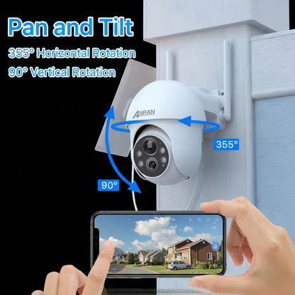 Caméra Solaire ANRAN 5MP PTZ 360° Vision Nocturne Couleur PIR