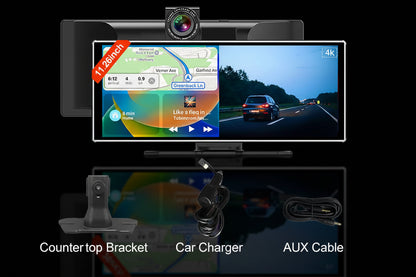 Écran CarPlay Sans Fil 11.26" 4K DVR - Double Caméra Navigation HD