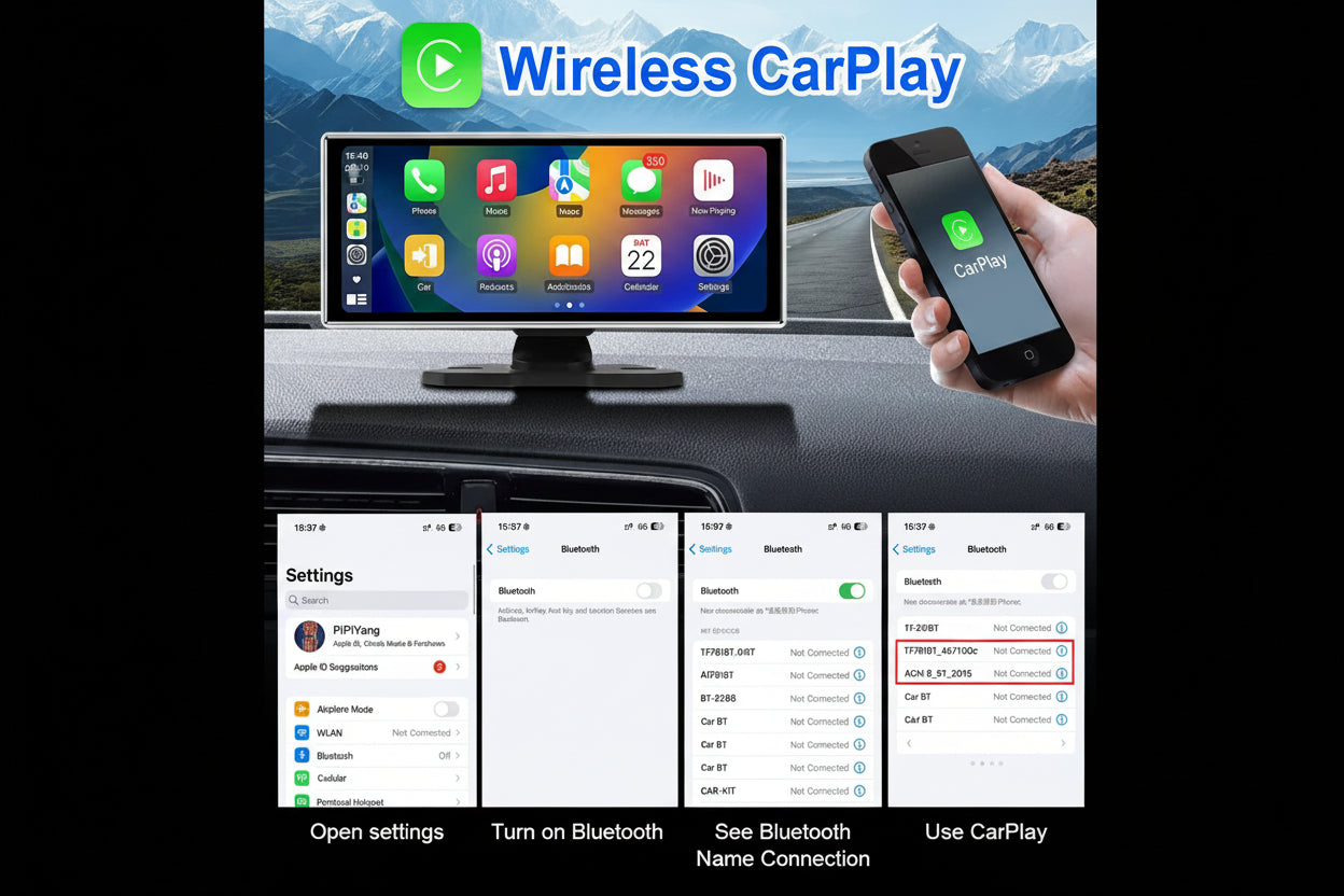 Dashcam Rétroviseur SRNUBI 11.26" CarPlay Android Auto 4K - Double Caméra DVR GPS WiFi Bluetooth - Écran Tactile HD