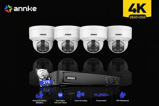 Système Vidéosurveillance ANNKE 4K POE 8CH - 4 Caméras 8MP Audio 4To