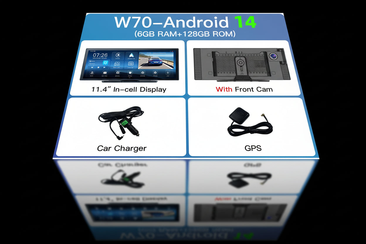 Dashcam Android 14 Imagebon W70 11.4" - CarPlay Sans Fil GPS 6+128Go