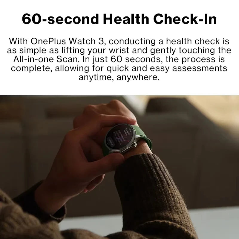OnePlus Watch 3 – Montre Connectée Wear OS | LTPO AMOLED 2200 nits | Snapdragon W5 | GPS Dual-Band | ECG