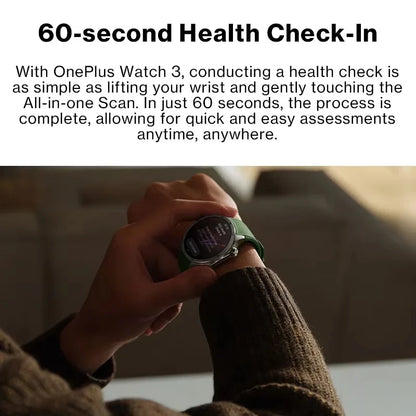 OnePlus Watch 3 – Montre Connectée Wear OS | LTPO AMOLED 2200 nits | Snapdragon W5 | GPS Dual-Band | ECG