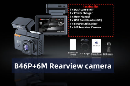 Dashcam 4K WiFi GPS E-ACE – Caméra Voiture Avant/Arrière, Vision Nocturne, Parking 24h