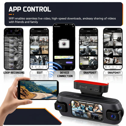 Hikity V630 — Dashcam 4K 360° | 4 Objectifs, Vision Nocturne IR, WiFi, GPS & Surveillance Parking