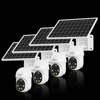 Pack 4 Caméras Solaires XIAOVV 3MP Double Objectif PTZ 360° WiFi