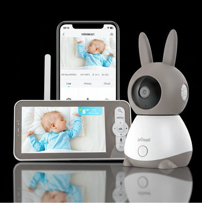 Caméra Surveillance Bébé ieGeek 2K 5" PTZ 360° - Babyphone Vidéo