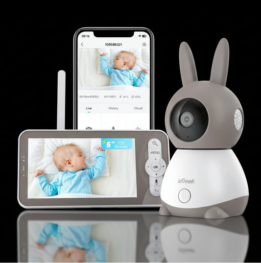 Caméra Surveillance Bébé ieGeek 2K 5" PTZ 360° - Babyphone Vidéo