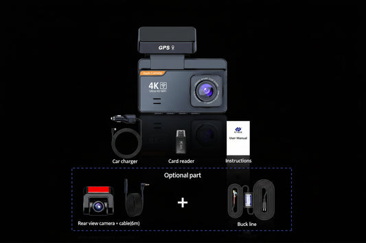 Dashcam 4K WiFi GPS E-ACE – Caméra Voiture Avant/Arrière, Vision Nocturne, Parking 24h