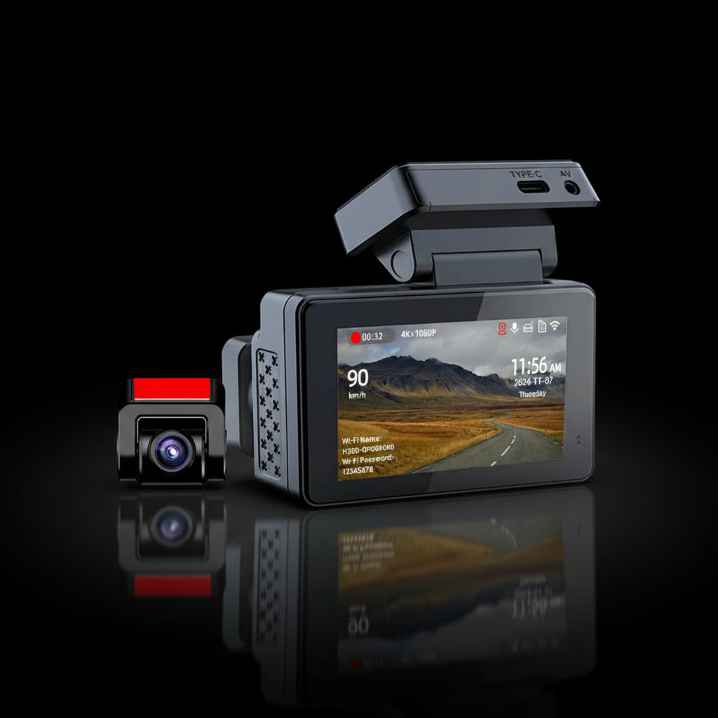 Dashcam 4K WiFi GPS E-ACE – Caméra Voiture Avant/Arrière, Vision Nocturne, Parking 24h