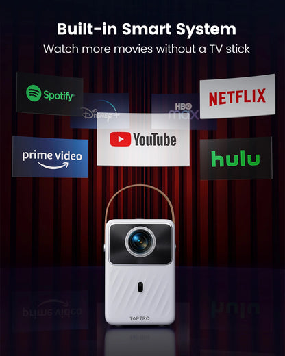TOPTRO B1 – Vidéoprojecteur Portable | 400 ANSI | 1080P | Batterie Intégrée | Android TV | Wi-Fi 5G