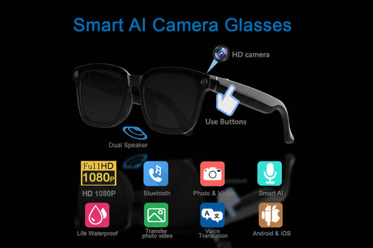 Lunettes Connectées AI 2026 – sun glasses - Traduction IA, Caméra 8MP 4K & Enregistrement Audio