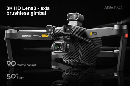 Drone Professionnel AE86 PRO MAX 8K - Gimbal 3 Axes GPS 10km + 1 Batterie