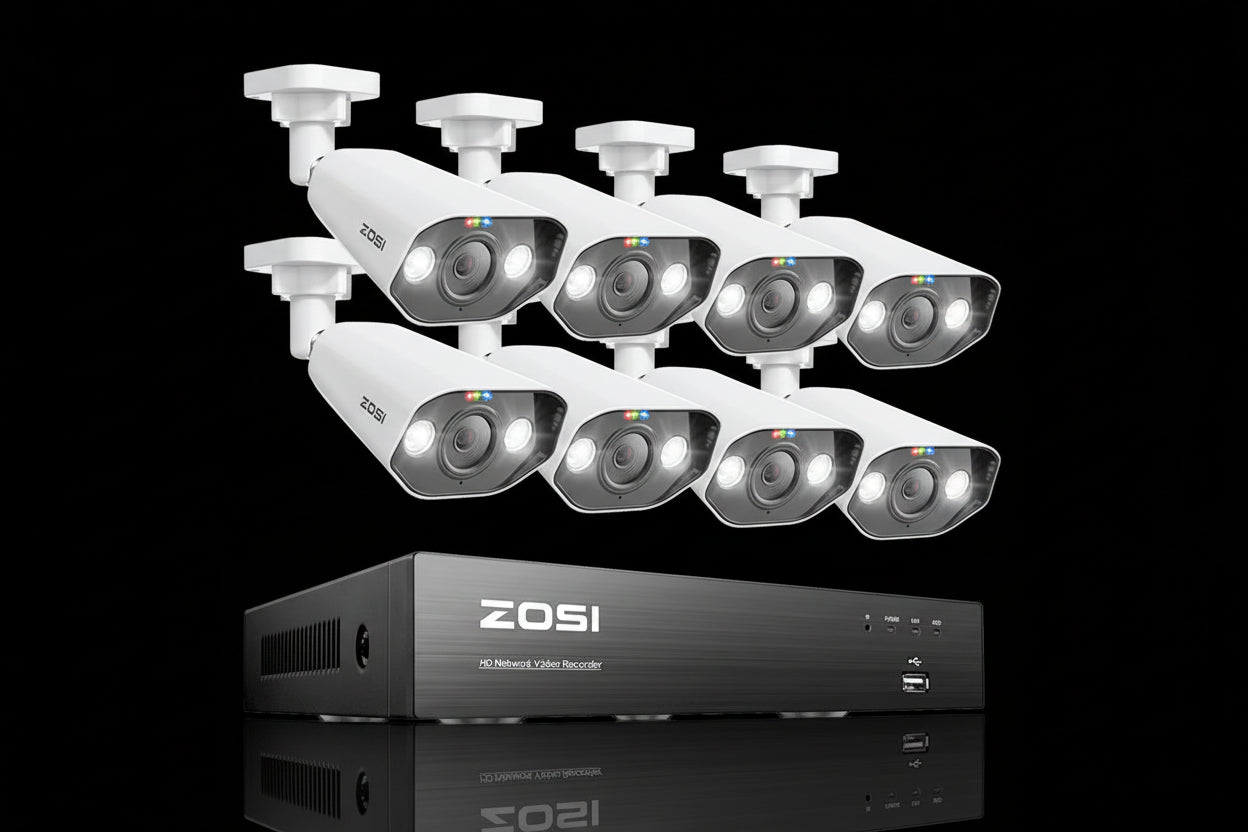 Système Surveillance ZOSI 8CH POE 4K - 8 Caméras 5MP Vision Nocturne AI 2To
