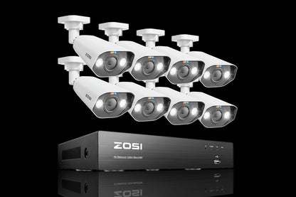 Système Surveillance ZOSI 8CH POE 4K - 8 Caméras 5MP Vision Nocturne AI 2To