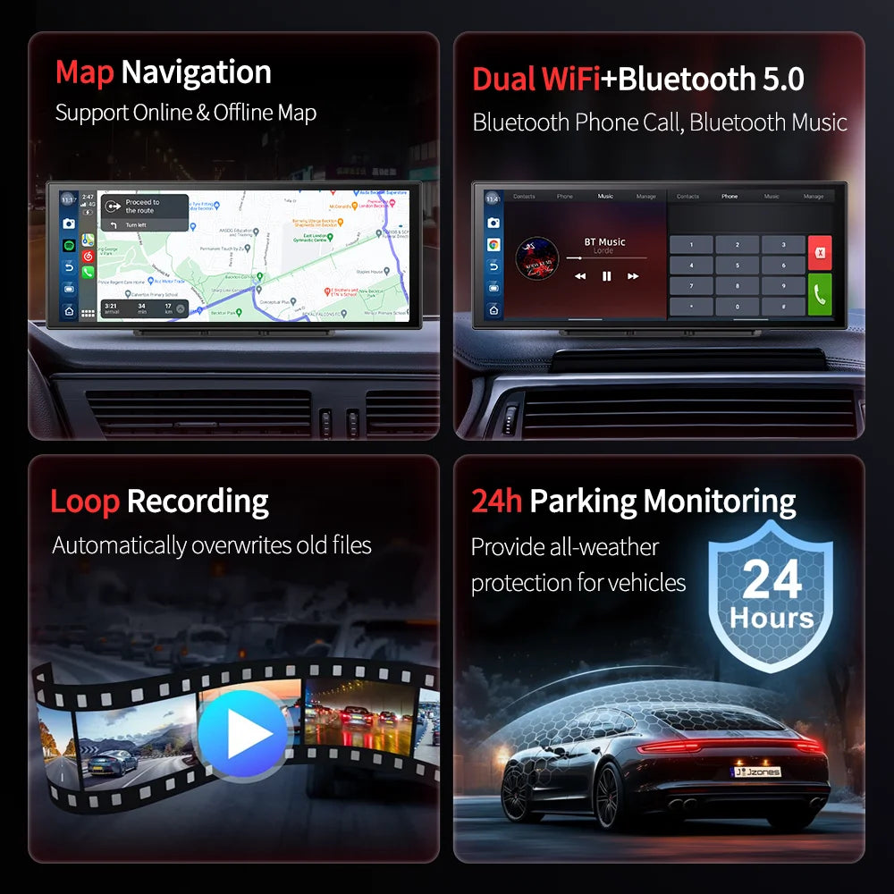 Dashcam Rétroviseur Imagebon M70 11.4" Android 14 8+128Go CarPlay 4G