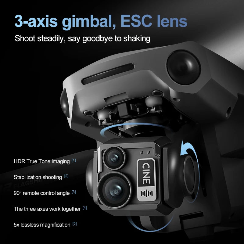 Drone Professionnel D12 8K Gimbal 3 Axes GPS Évitement Obstacles - Moteurs Brushless FPV Quadricoptère