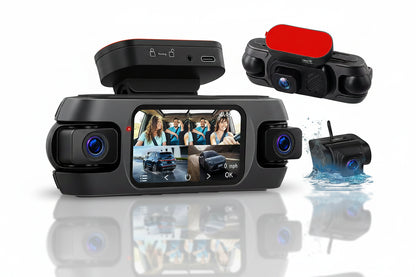 Hikity V630 — Dashcam 4K 360° | 4 Objectifs + Caméra de Recul Déportée, Vision Nocturne IR, WiFi, GPS & Carte 64 Go Incluse