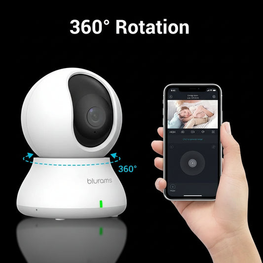 Caméra Surveillance WiFi 2K 360° PTZ Dual Band 2.4/5G Vision Nocturne
