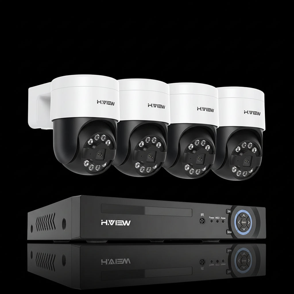 Système Surveillance H.view 8CH 4K PTZ - 4 Caméras 8MP AI NVR 4To