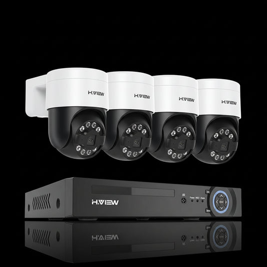 Système Surveillance H.view 8CH 4K PTZ - 4 Caméras 8MP AI NVR 4To