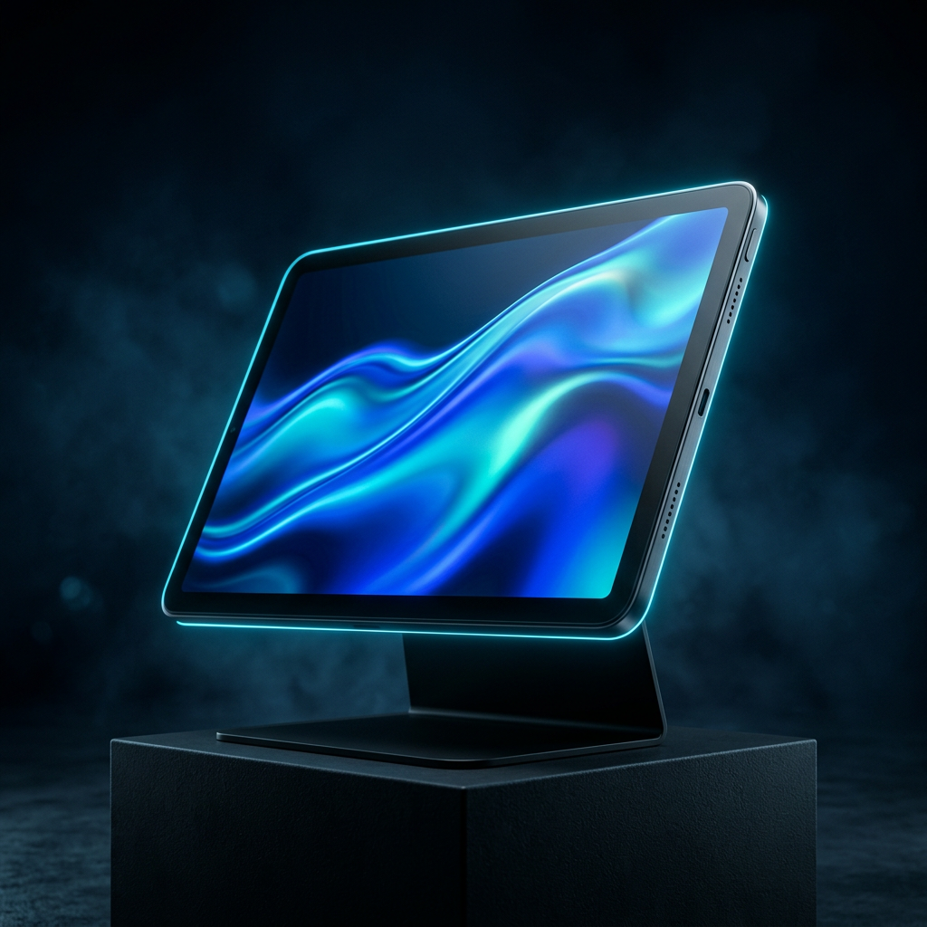 Tablette tactile en ambiance bleu nuit